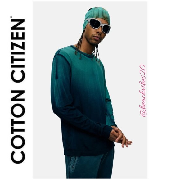 COTTON CITIZEN Men's Prince Long Sleeve Shirt Blue Teal Cast Small NWT O-105